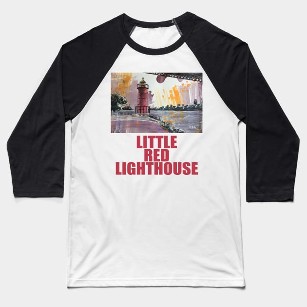 LITTLE RED LIGHTHOUSE Baseball T-Shirt by MasterpieceArt